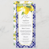 Menu Aquarelle Citron Méditerranée Carrelage bleu (Devant / Derrière)