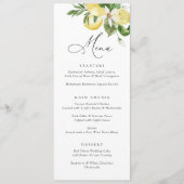 Menu Aquarelle Citrons Citrus Mariage de script moderne (Devant)