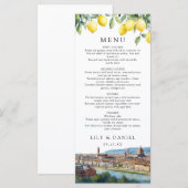 Menu Aquarelle Citrons Florence Italie Mariage (Devant / Derrière)