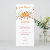 Menu Aquarelle Citrouille & Chouette En Automne (Debout devant)