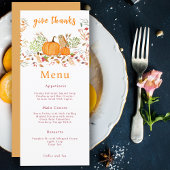 Menu Aquarelle Citrouille & Chouette En Automne