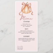 Menu Aquarelle Citrouille Cute Bow rose (Devant)