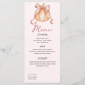 Menu Aquarelle Citrouille Cute Bow rose (Devant)