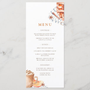 Menu Aquarelle Citrouille tarte Thanksgiving Dîner