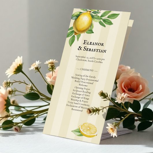 Menu Aquarelle Citrus Citrus Mariage rustique
