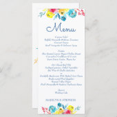 Menu Aquarelle colorée brillante Florale (Devant / Derrière)