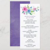 Menu Aquarelle couleur ultra violet Combo Mariage flora (Devant / Derrière)