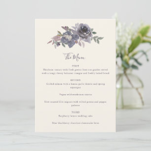 Menu Aquarelle couleur violet duvet Mariage sur mesure