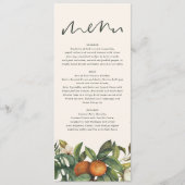 Menu Aquarelle d'agrumes orange mariage floral botaniqu (Devant)