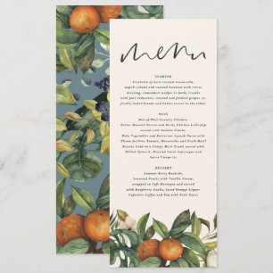 Menu Aquarelle d'agrumes orange mariage floral botaniqu