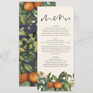 Menu Aquarelle d'agrumes orange mariage floral botaniqu