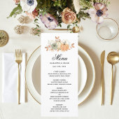 Menu Aquarelle d'automne Citrouilles et fleurs