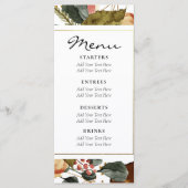 Menu Aquarelle d'automne Floral Rustique Mariage vert f (Devant)
