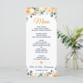 Menu Aquarelle de corail bleu marine Mariage floral (Debout devant)