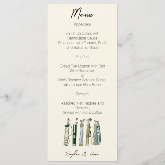 Menu Aquarelle de golf (Devant)