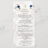 Menu Aquarelle de luxe Marine Bleu Or Floral Baptême (Devant / Derrière)