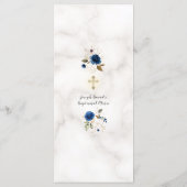 Menu Aquarelle de luxe Marine Bleu Or Floral Baptême Me (Dos)