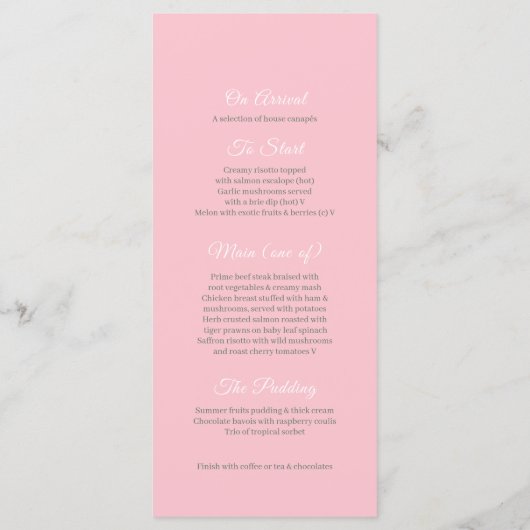 Menu Aquarelle de palme tropicale mariage vert rose men (Dos)