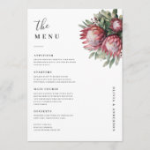Menu Aquarelle de Protea autochtone Boho floral Botaniq (Devant)