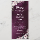 Menu Aquarelle de prune et mariage floral boho rose pou (Devant)
