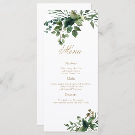 Menu Aquarelle de verdure moderne élégante (Devant / Derrière)