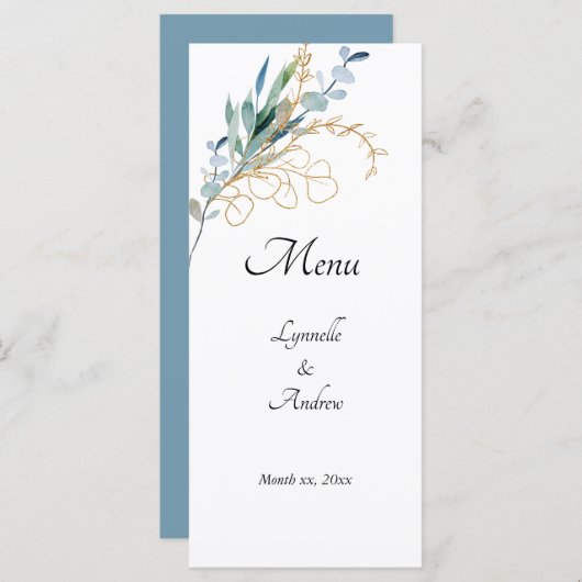Menu Aquarelle d'été Mariage floral (Devant / Derrière)