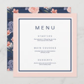 Menu Aquarelle Dusty Rose Floral moderne rose Mariage (Devant / Derrière)