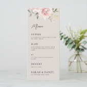 Menu Aquarelle Dusty Rose rose Mariage (Debout devant)