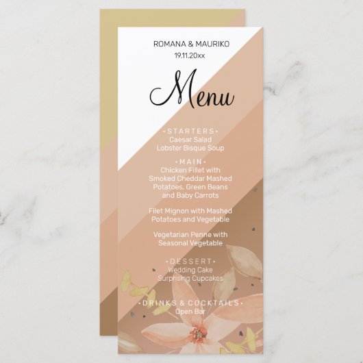 Menu Aquarelle en terre cuite unique artistique (Devant / Derrière)