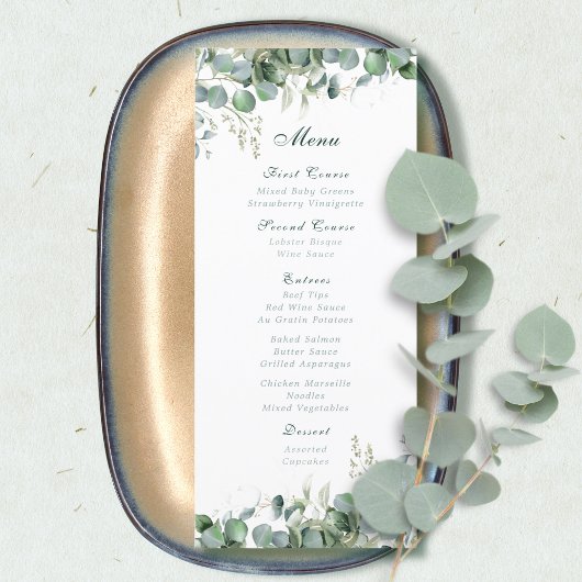 Menu Aquarelle Eucalyptus Emerald Vert Botanique