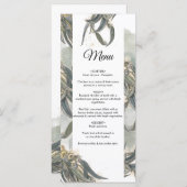 Menu Aquarelle Eucalyptus Feuille Mariage vert (Devant / Derrière)