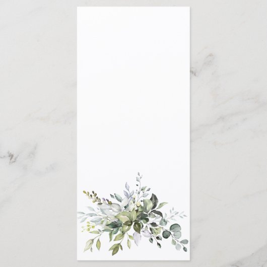 Menu Aquarelle Eucalyptus Verdure Dîner Mariage (Dos)