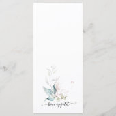 Menu aquarelle eucalyptus vert sauge avec rose (Dos)