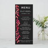 Menu Aquarelle Feuille rose chaud sur Mariage noir (Debout devant)