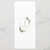 Menu Aquarelle Feuilles d'Olivier Or Baptême (Dos)