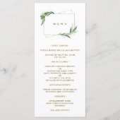 Menu Aquarelle Feuilles d'Olivier Or Baptême (Devant)