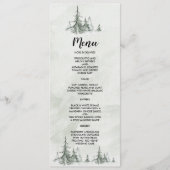 Menu Aquarelle Fir Trees Mariage d'hiver (Devant)