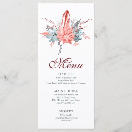 Menu Aquarelle Fleur de Succulente Botanique Bar Mitzva (Devant)