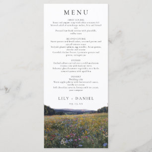 Menu Aquarelle Fleurs de champ Mariage floral Prairie