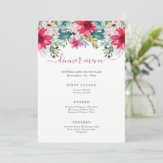 Menu Aquarelle Fleurs de vacances | MARIAGE (Debout devant)