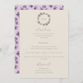 Menu Aquarelle Fleurs rustiques violet (Devant / Derrière)