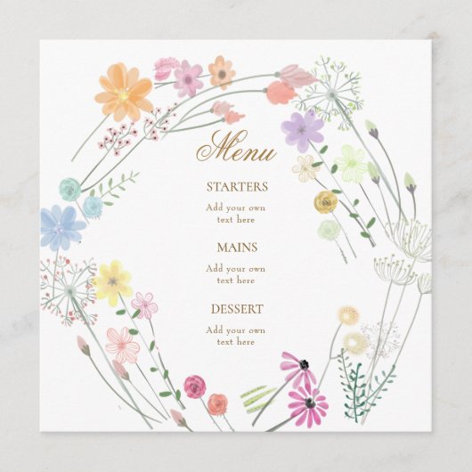 menu aquarelle fleurs sauvages (Devant)
