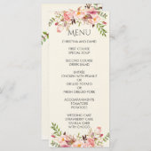 Menu Aquarelle Floral Boho Romantique Mariage moderne (Devant / Derrière)