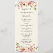 Menu Aquarelle Floral Boho Romantique Mariage moderne (Devant)
