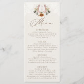 Menu Aquarelle Floral dentelle Western Horseshoe Monogr (Devant)