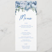 Menu Aquarelle Floral Dusty Fête des mariées bleue (Devant)