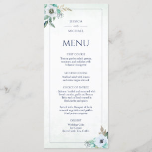 Menu Aquarelle Floral Élégant Mariage de bouquet d'aném