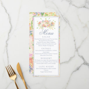 Menu Aquarelle Floral Garden Party Crest
