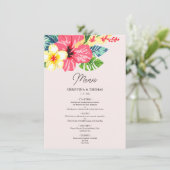 Menu Aquarelle Floral Hibiscus Mariage tropical (Debout devant)