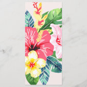 Menu Aquarelle Floral Hibiscus Tropical Blush Mariage (Dos)